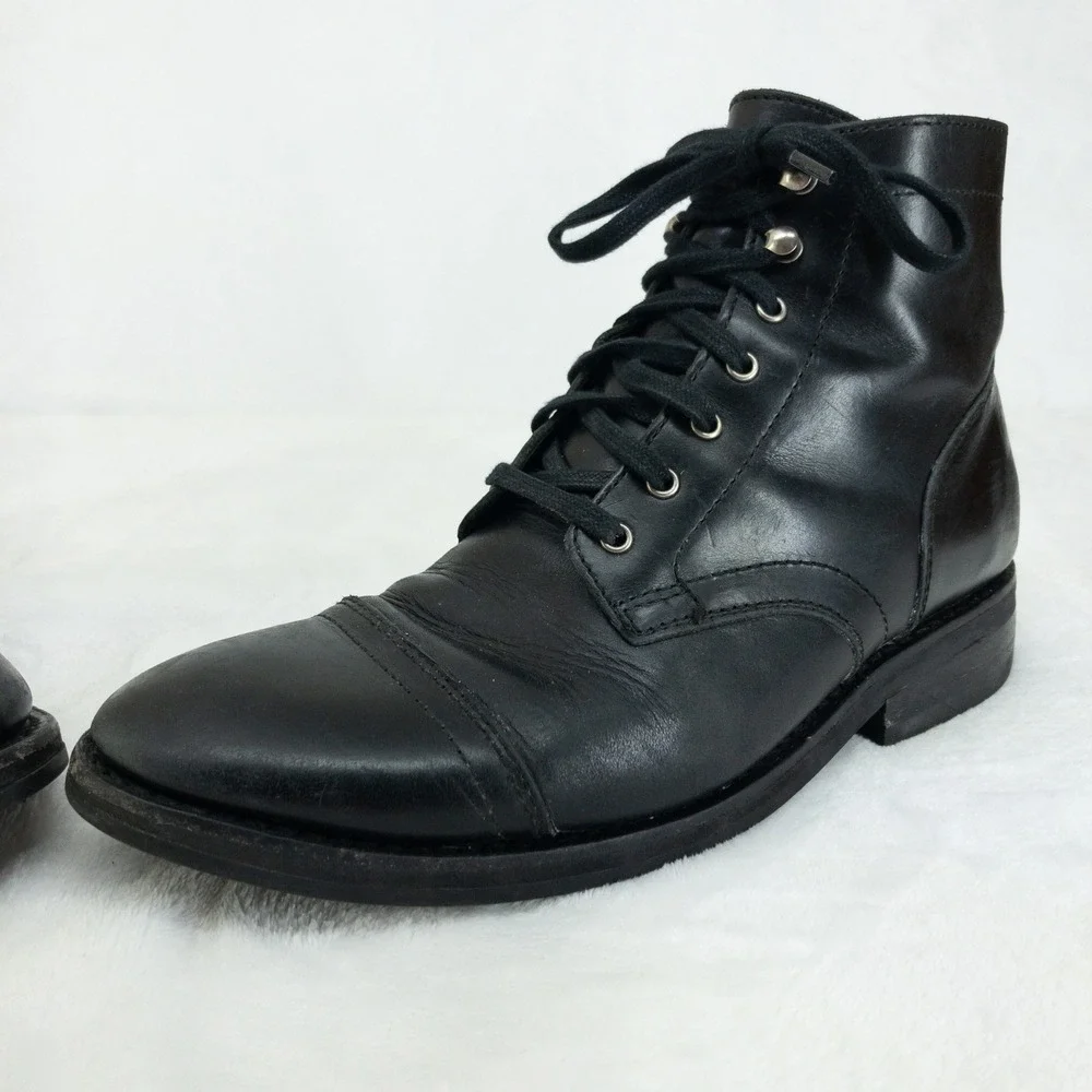 Thursday Boot Company Captain Boots Mens 9.5 Black Leather Cap Toe Hand Made